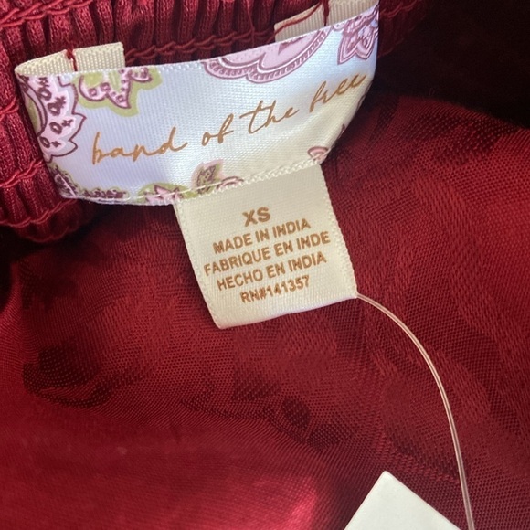 NWT Band of the Free Whimsigoth Romantic Ruby Rhubarb Smocked Crop Top Size XS - Picture 9 of 9